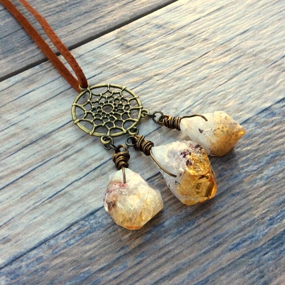 Citrine rear view mirror crystal car charm, healing jewelry, necklace - Picture 3 of 7